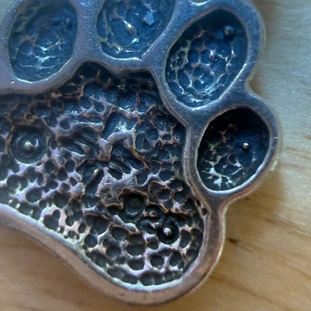 Boho Paw Print Crystal Beaded Silver Tone Bracelet 925 Sterling
